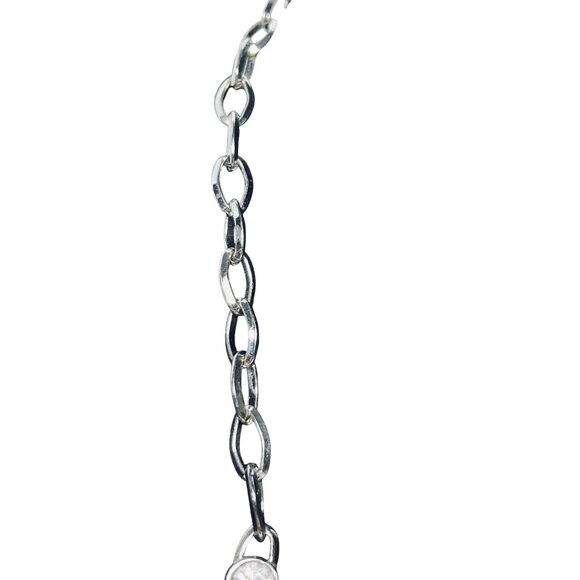 Dana Buchman Silver Tone Bib Necklace With Green Cabochons (6126) - Picture 5 of 8